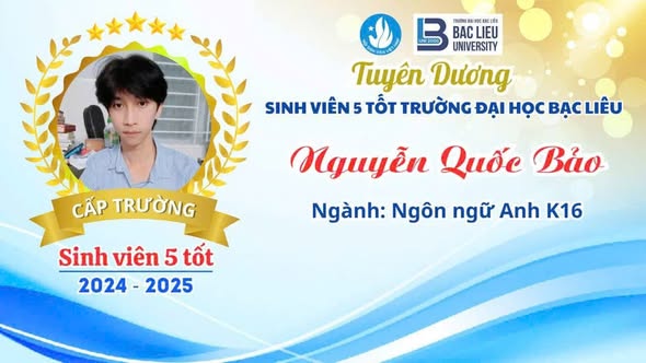 Chúc mừng 02 sinh viên Khoa Khoa học xã hội xuất sắc được vinh danh "Sinh viên 5 tốt" cấp trường năm học 2024-2025.